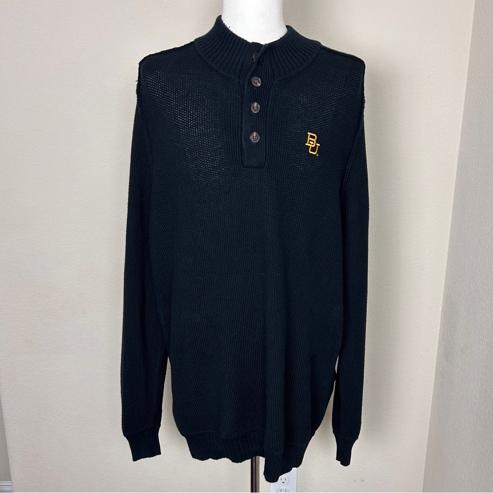 The Normal Brand Mens Button Down Sweater | Baylor Bears | Size XL | Black